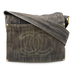 Chanel Sparkling Denim CC Logo Shoulder Bag Indigo Blue Gold