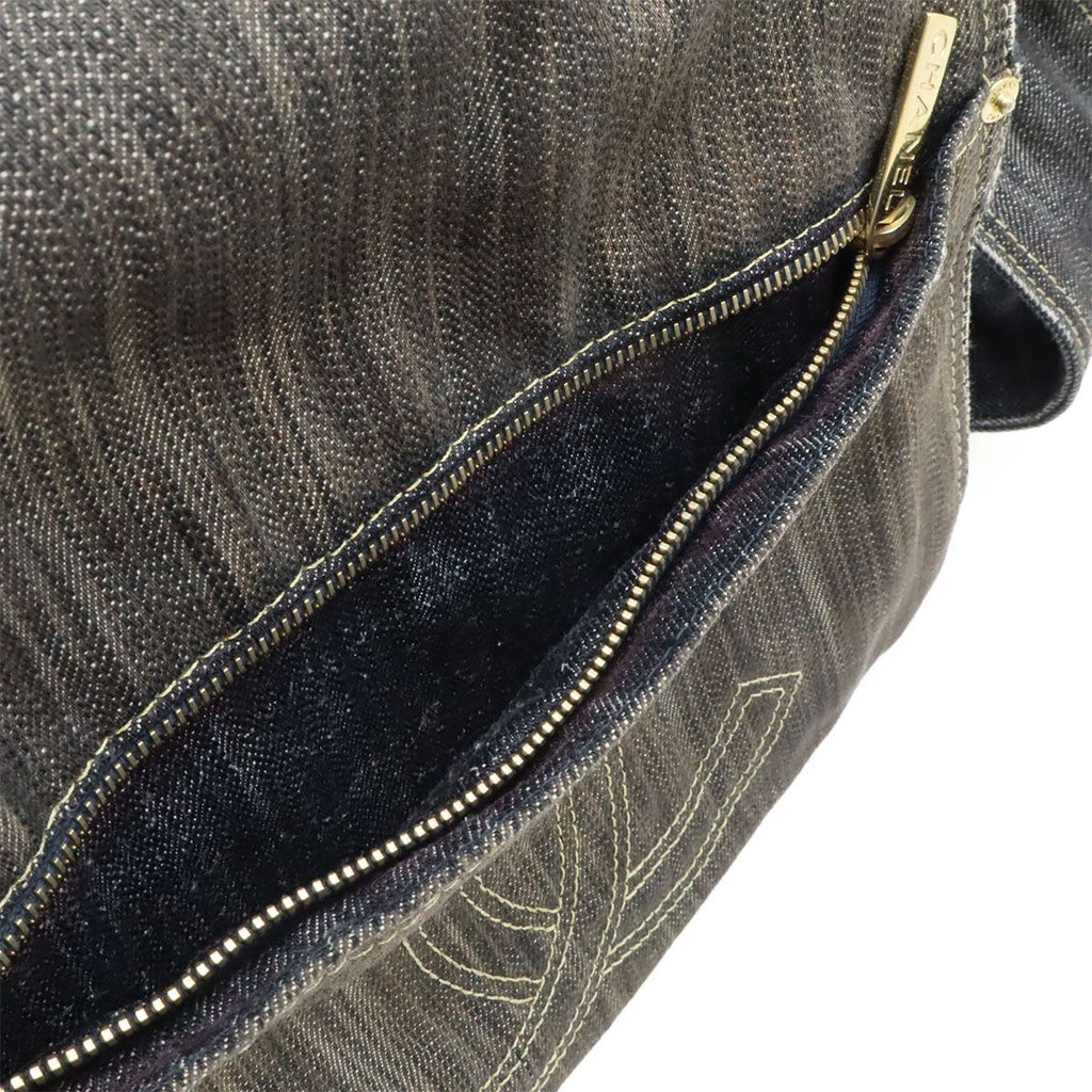 Chanel Sparkling Denim CC Logo Shoulder Bag Indigo Blue Gold — view 9