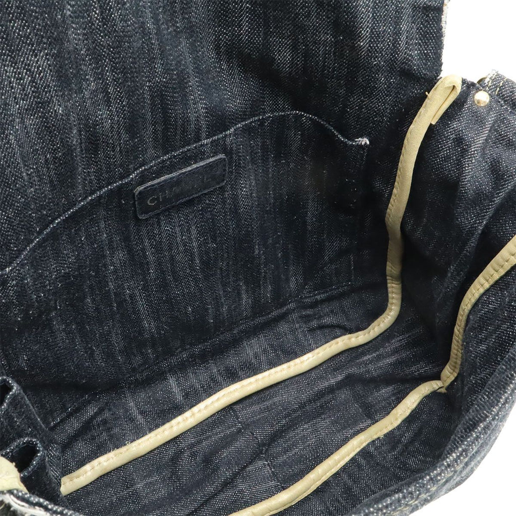 Chanel Sparkling Denim CC Logo Shoulder Bag Indigo Blue Gold — view 8