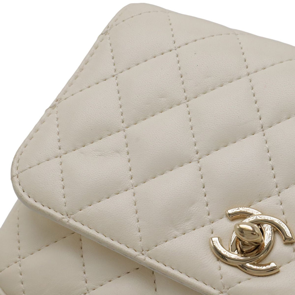 Chanel Quilted Side Pack Chain Shoulder Twin Bag Pochette Leather Ivory Black — view 4