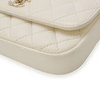 Chanel Quilted Side Pack Chain Shoulder Twin Bag Pochette Leather Ivory Black — view 3