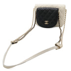 Chanel Quilted Side Pack Chain Shoulder Twin Bag Pochette Leather Ivory Black — view 2