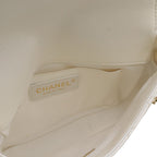 Chanel Quilted Side Pack Chain Shoulder Twin Bag Pochette Leather Ivory Black — view 5