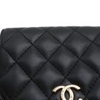 Chanel Quilted Side Pack Chain Shoulder Twin Bag Pochette Leather Ivory Black — view 7