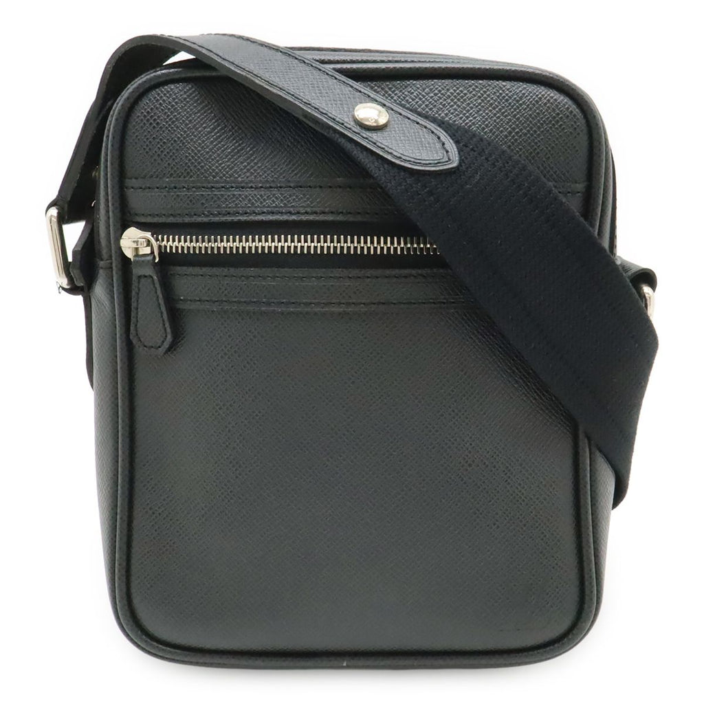 Louis Vuitton Taiga Dimitri Shoulder Bag Crossbody Leather Ardoise Black Silver