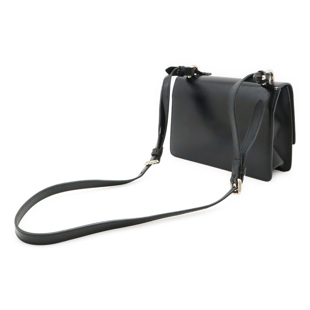 Prada Shoulder Bag Pochette Crossbody 2-Way Clutch Enamel Patent Leather Nero — view 2