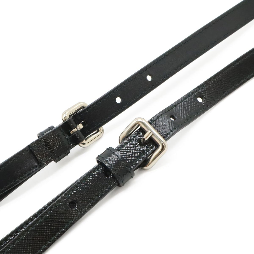 Prada Shoulder Bag Pochette Crossbody 2-Way Clutch Enamel Patent Leather Nero — view 5
