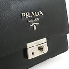 Prada Shoulder Bag Pochette Crossbody 2-Way Clutch Enamel Patent Leather Nero — view 8
