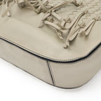 Bottega Veneta Intrecciato Brio Shoulder Bag Knot Fringe Leather Light Gray Ju — view 3