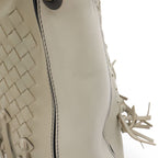 Bottega Veneta Intrecciato Brio Shoulder Bag Knot Fringe Leather Light Gray Ju — view 4