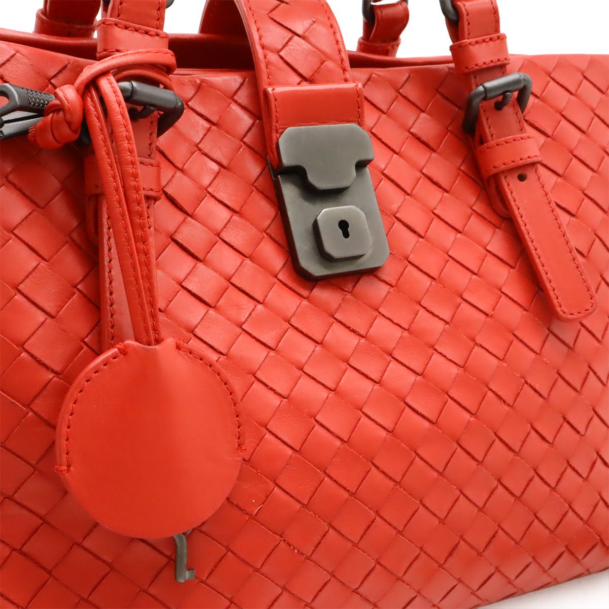 Bottega Veneta Intrecciato Small Rome Bag Handbag 2-Way Shoulder Leather Red — view 9