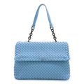 Bottega Veneta Olympia Chain Shoulder Bag Leather Light Blue