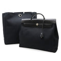Hermes Herbag MM Handbag Toile Officier Canvas Black
