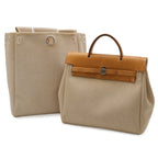 Hermes Herbag PM Handbag 2-Way Backpack Toile GM Leather Beige Light Brown