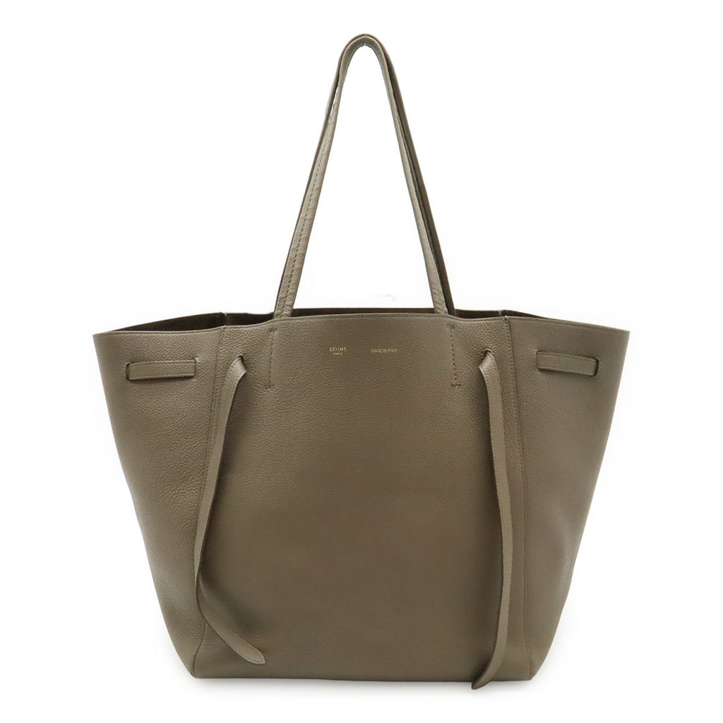 Celine Cabas Phantom Small Belt Tote Shoulder Bag Leather Taupe Gray Ju
