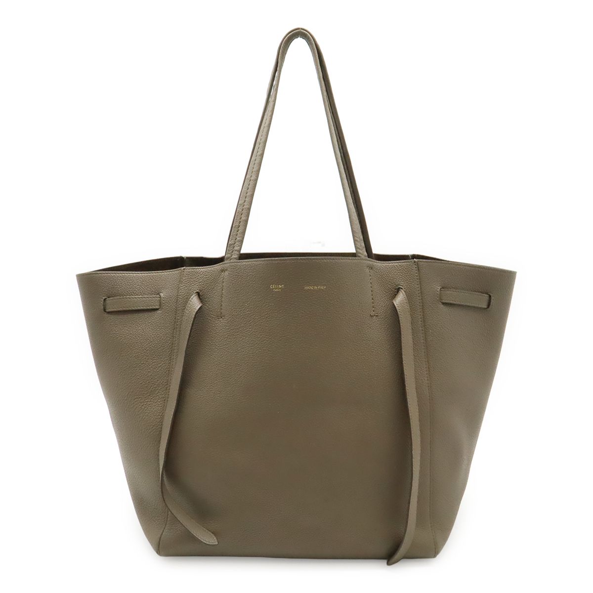 Celine Cabas Phantom Small Belt Tote Shoulder Bag Leather Taupe Gray Ju