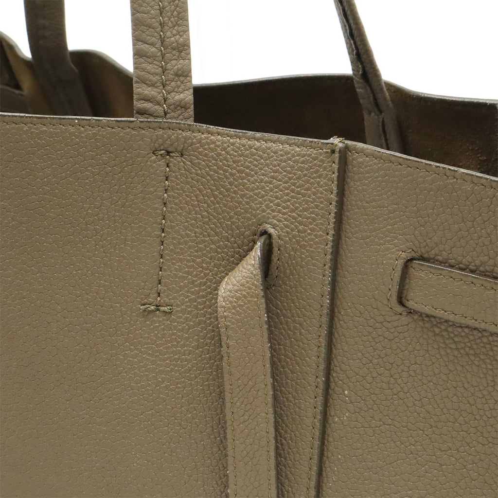 Celine Cabas Phantom Small Belt Tote Shoulder Bag Leather Taupe Gray Ju — view 8