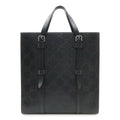 Gucci GG Embossed Tote Vertical Leather Black Silver