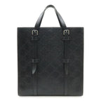 Gucci GG Embossed Tote Vertical Leather Black Silver