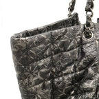 Chanel Melrose Cabas CC Logo Chain Shoulder Bag Tote Nylon Gray Silver — view 6