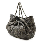 Chanel Melrose Cabas CC Logo Chain Shoulder Bag Tote Nylon Gray Silver — view 2