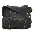 Chanel CC Logo Shoulder Bag Crossbody Shearling Leather Boa Black Gold