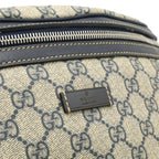 Gucci GG Supreme Belt Bag Waist Pouch Hip Leather Navy Beige — view 8