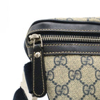 Gucci GG Supreme Belt Bag Waist Pouch Hip Leather Navy Beige — view 6