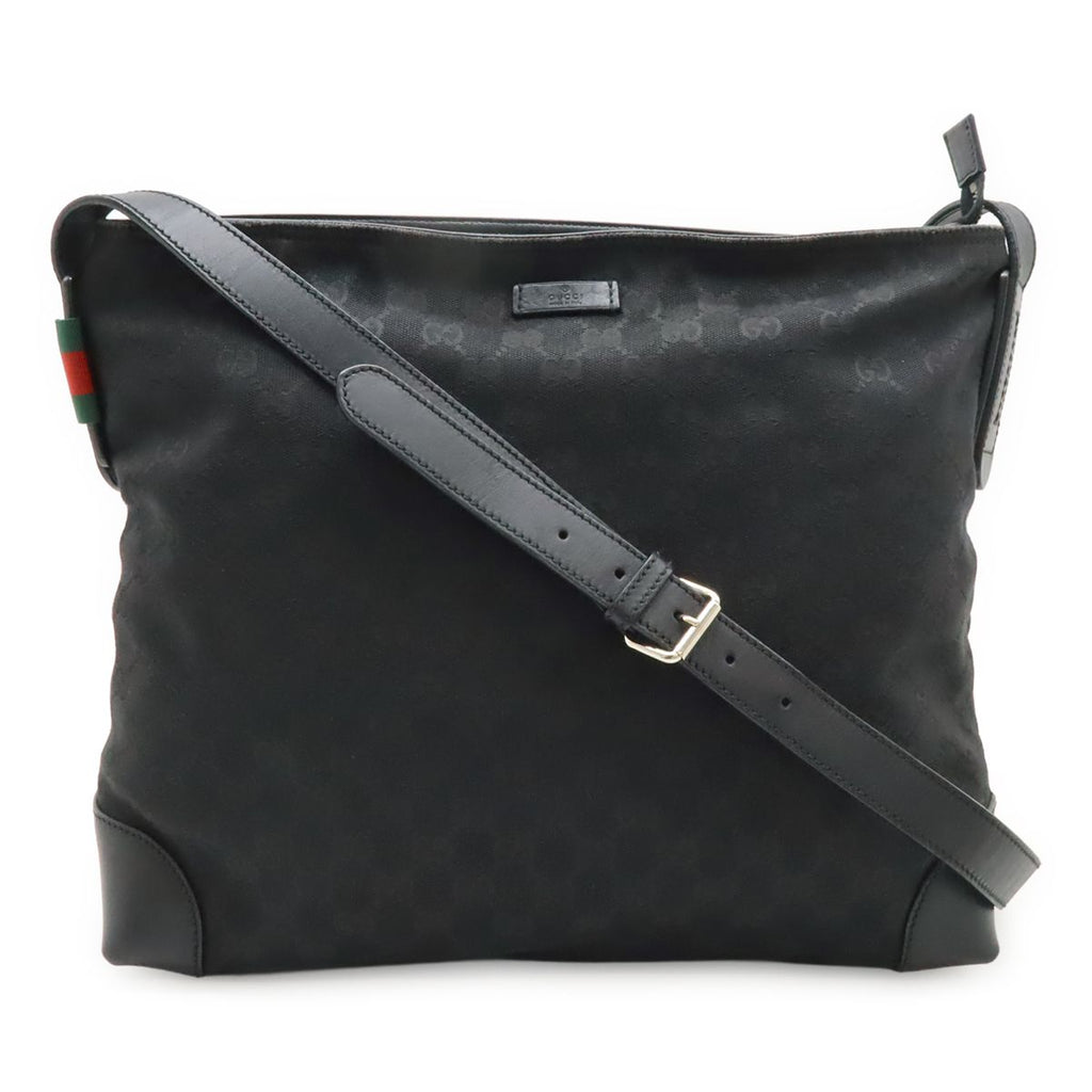Gucci GG Canvas Sherry Line Shoulder Bag Crossbody Leather Black Green Red