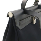 Hermes Herbag PM 2-Way Shoulder Bag Toile Officier GM Black Beige — view 4
