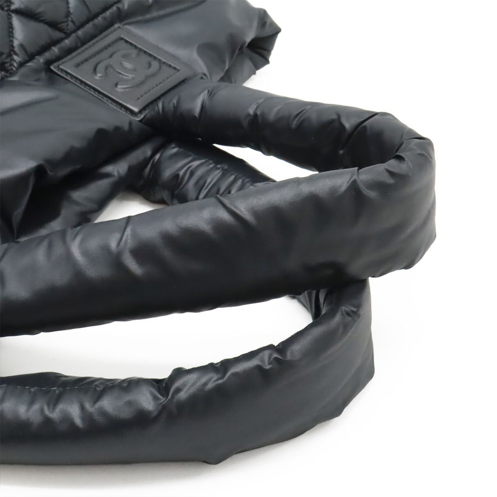 Chanel Coco Cocoon Small Tote Quilted Nylon Leather Black Silver — view 4