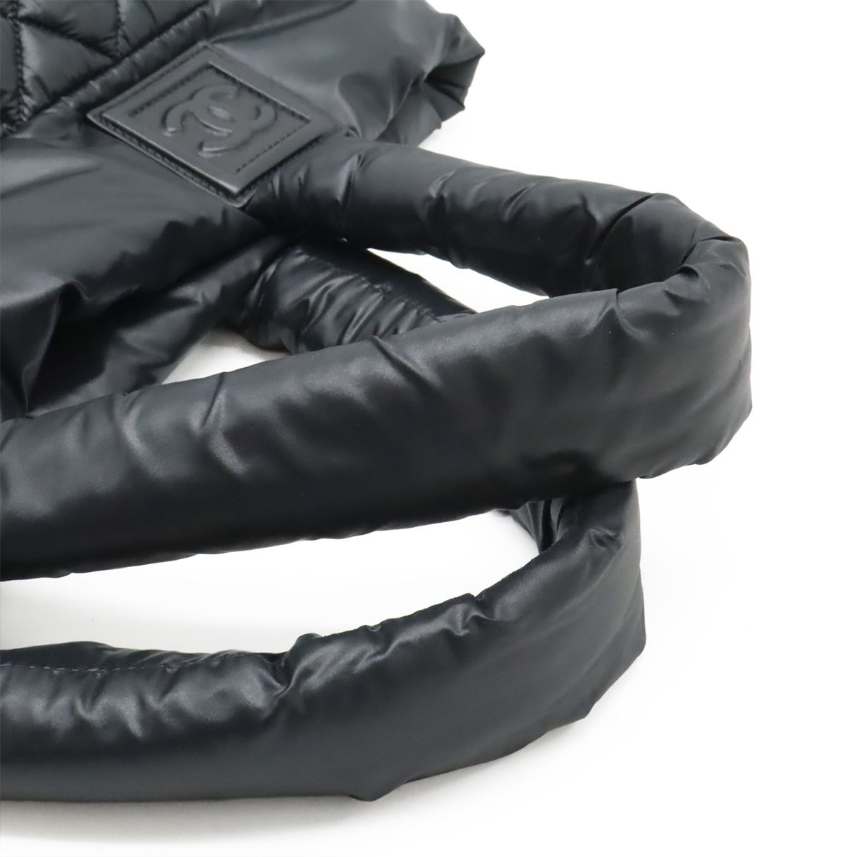 Chanel Coco Cocoon Small Tote Quilted Nylon Leather Black Silver — view 4