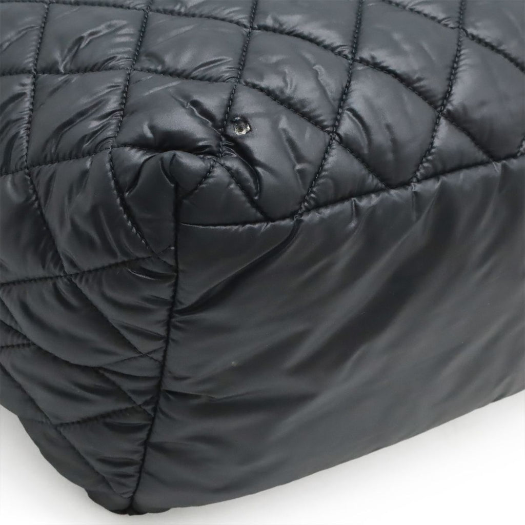 Chanel Coco Cocoon Small Tote Quilted Nylon Leather Black Silver — view 3