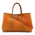 Hermes Garden Party TPM Tote Toile Officier Leather Orange Silver