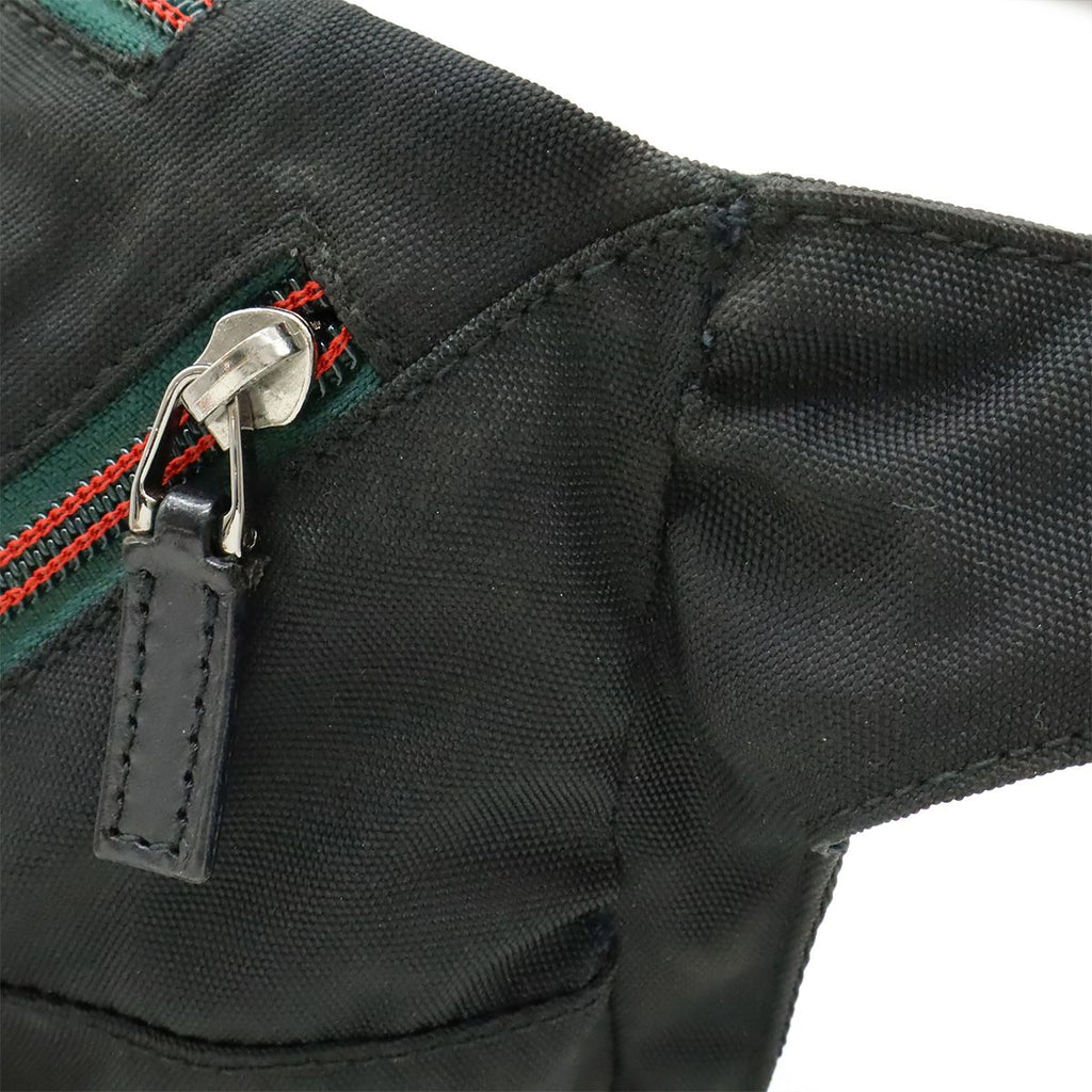 Gucci Sherry Line Belt Bag Waist Pouch Hip Nylon Canvas Black Silver — view 9