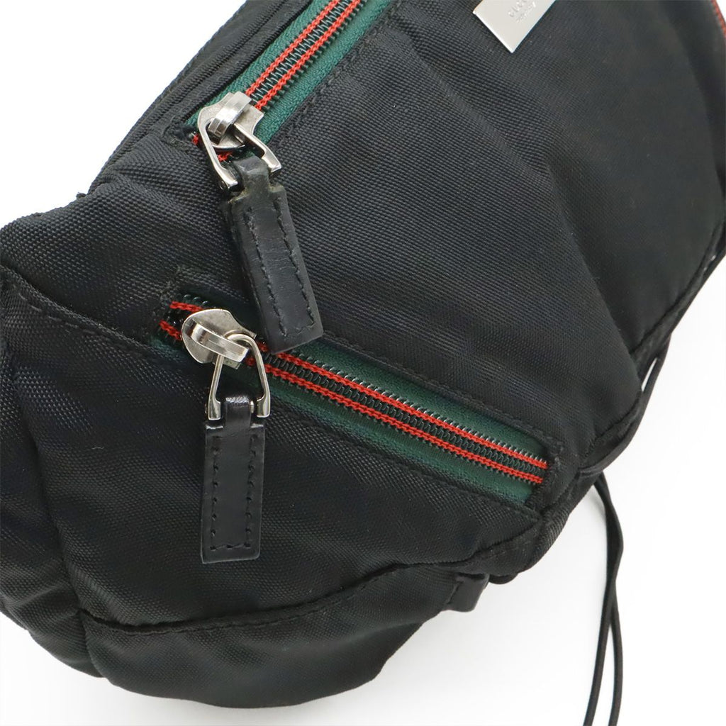 Gucci Sherry Line Belt Bag Waist Pouch Hip Nylon Canvas Black Silver — view 6