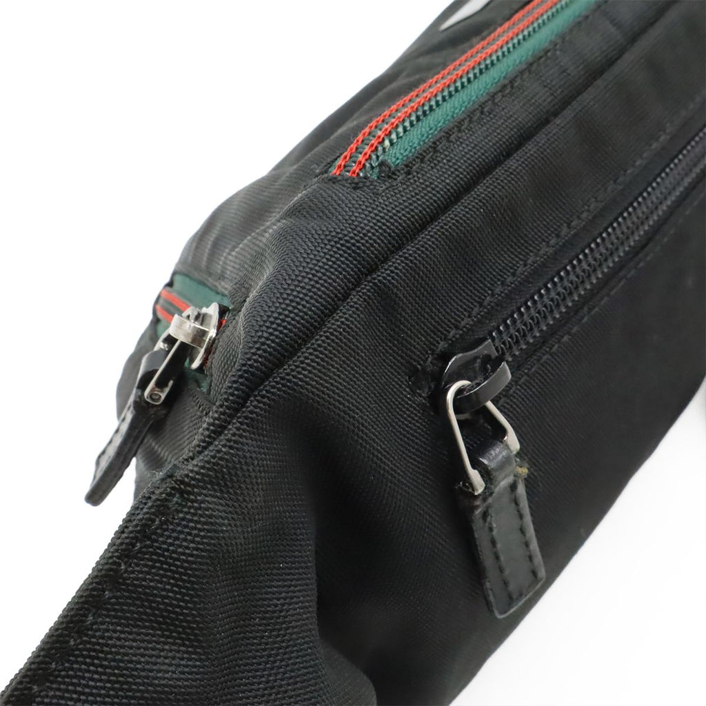 Gucci Sherry Line Belt Bag Waist Pouch Hip Nylon Canvas Black Silver — view 4