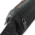Gucci Sherry Line Belt Bag Waist Pouch Hip Nylon Canvas Black Silver — view 4