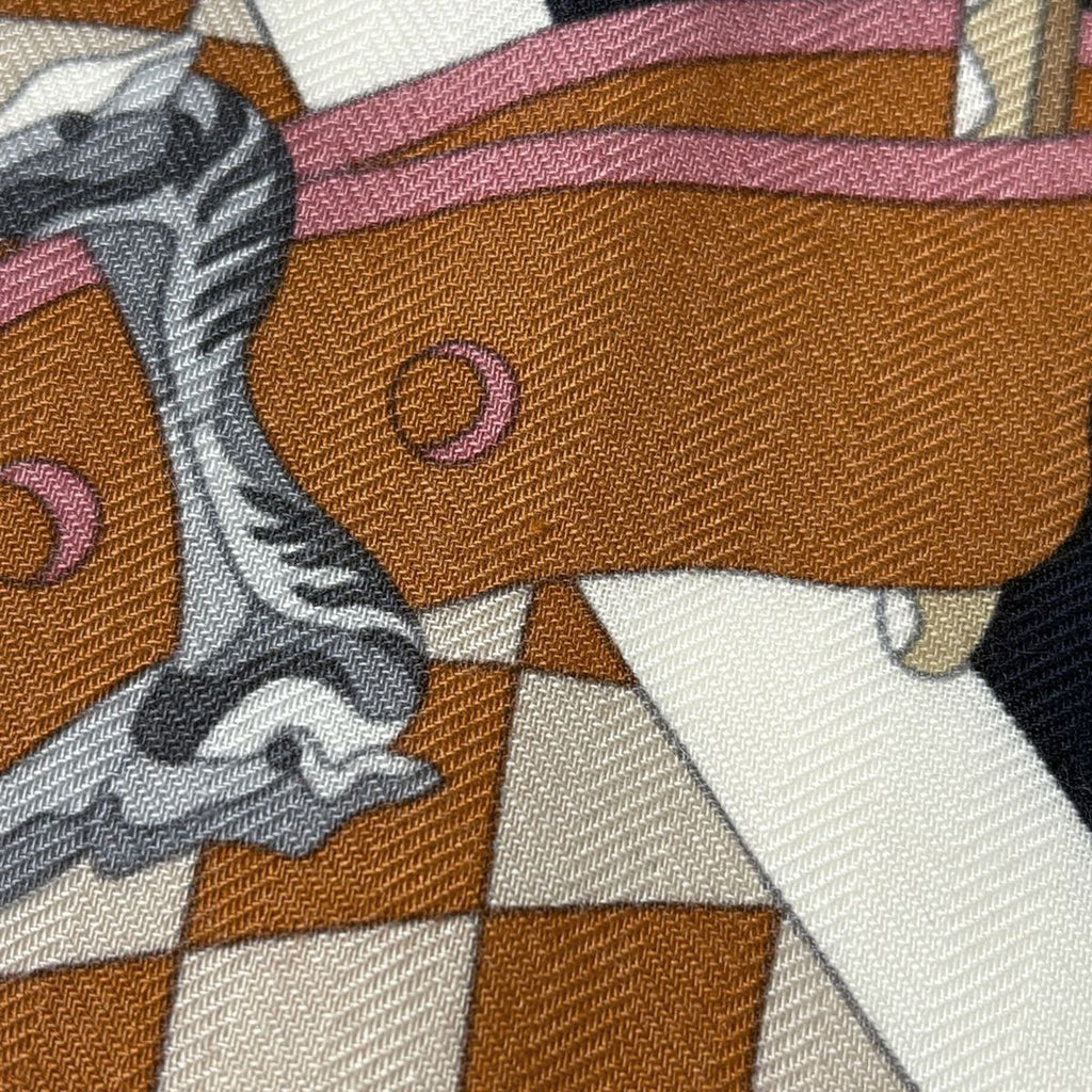 Hermes Carre Geant Cheval Masque Mask Scarf Cashmere Silk Fuchsia Multicolor — view 4