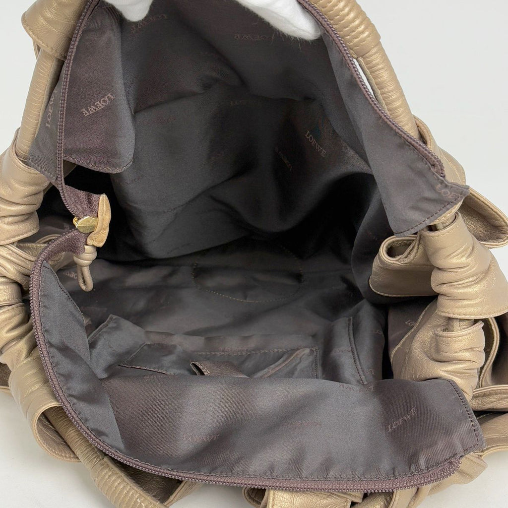 Loewe Nappa Aire Anagram Handbag Leather Gold — view 7