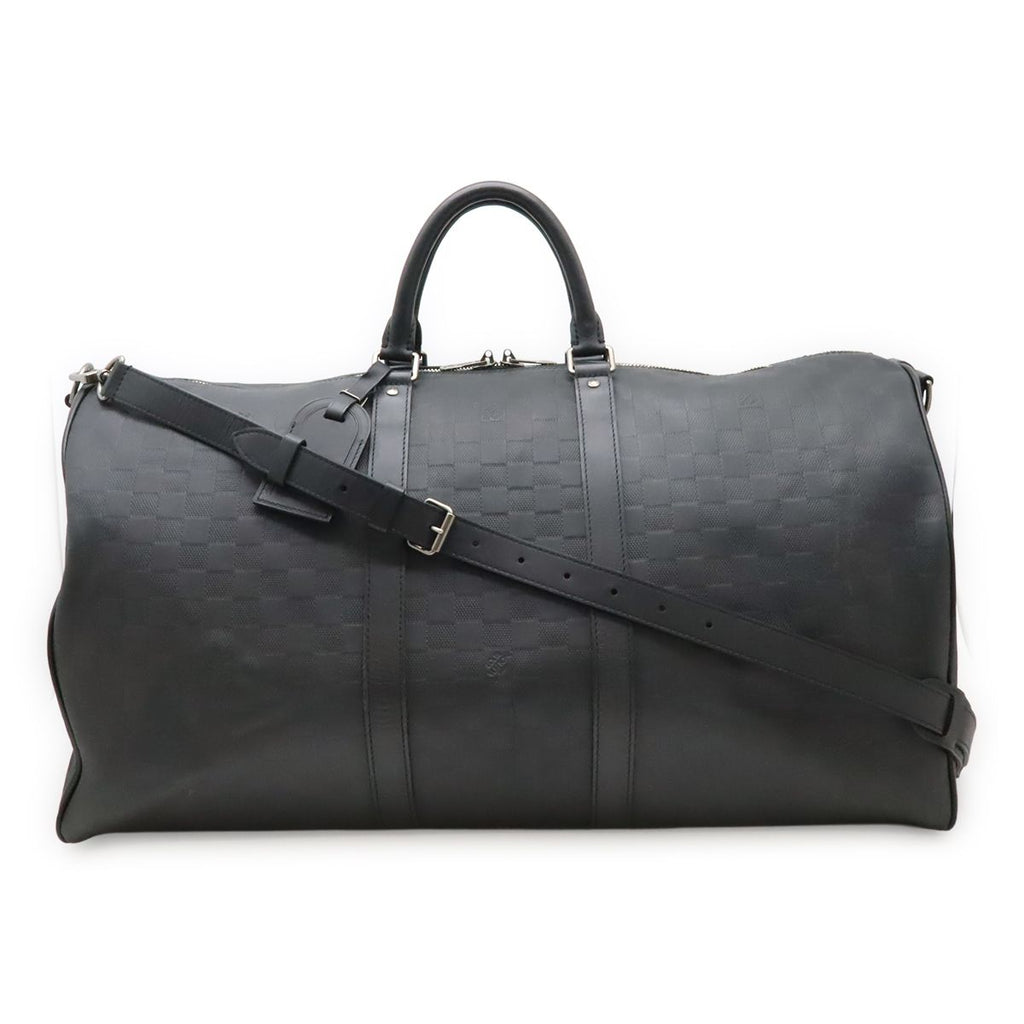 Louis Vuitton Damier Infini Keepall Bandouliere 55 Boston Bag 2-Way Onyx Black