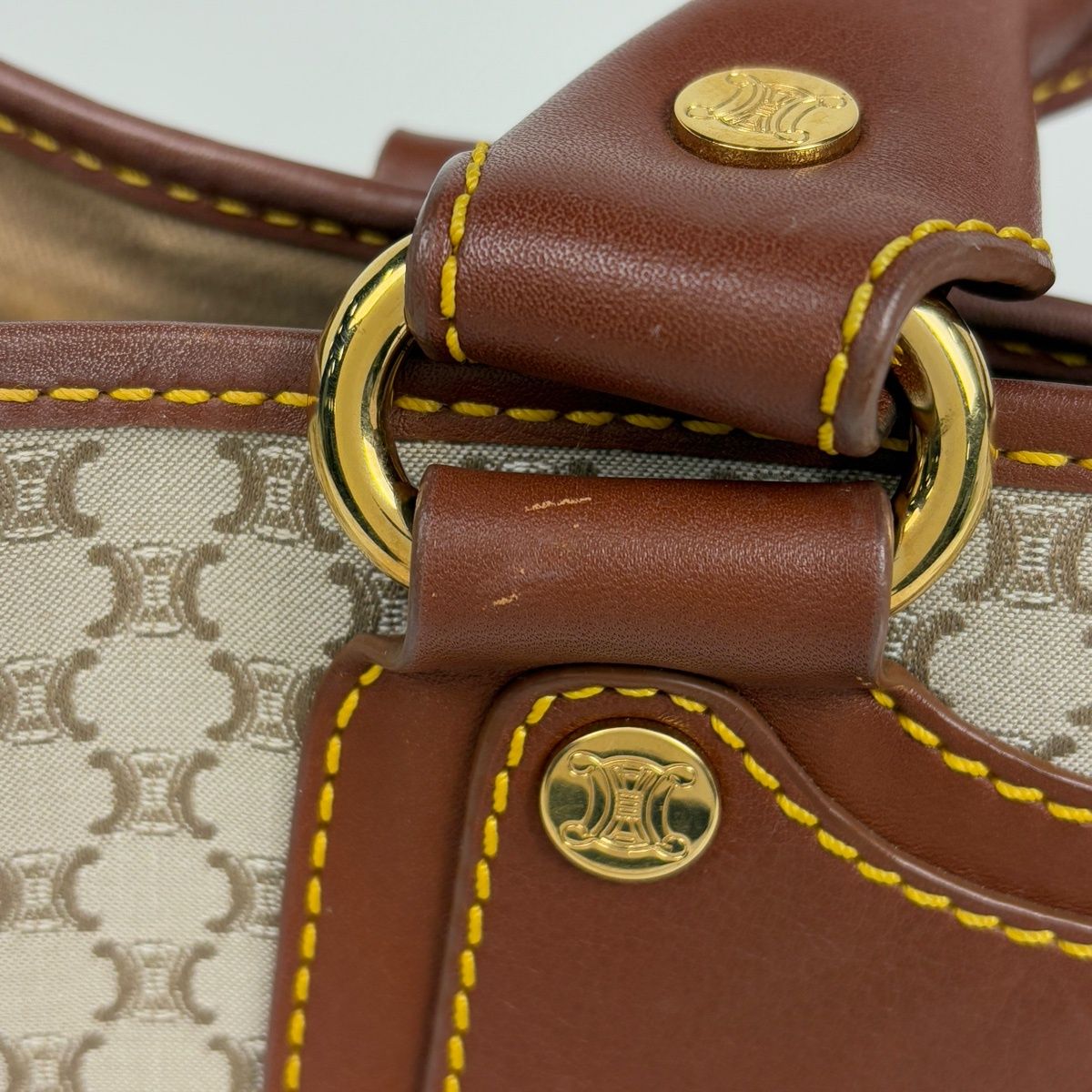 Celine Boogie Bag Macadam Pattern Handbag Canvas Beige Brown — view 4