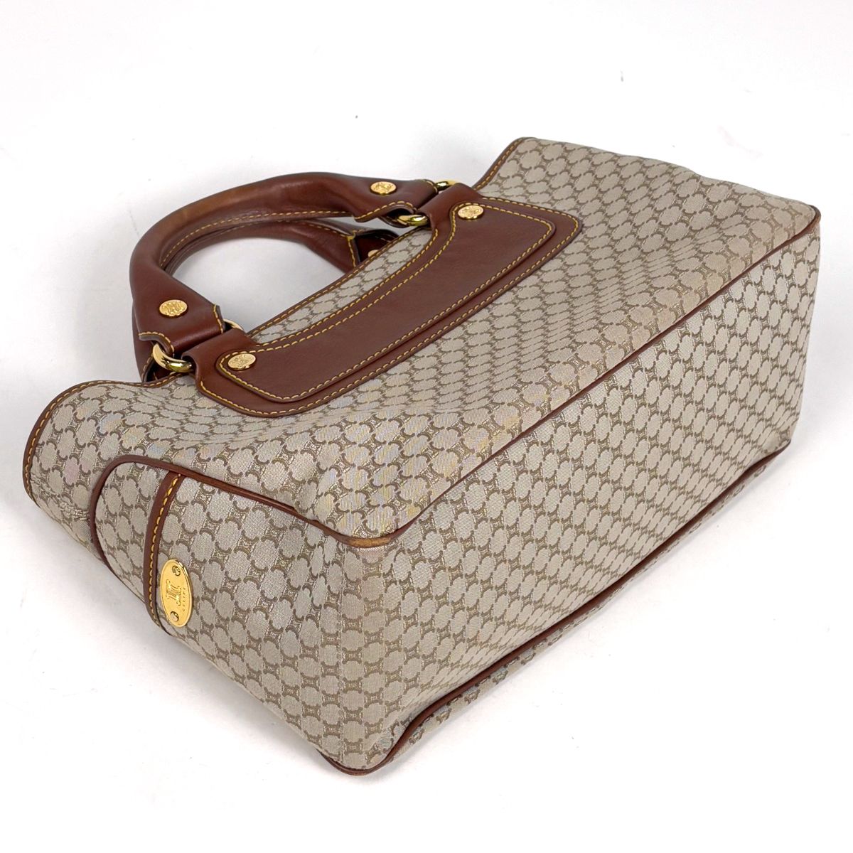 Celine Boogie Bag Macadam Pattern Handbag Canvas Beige Brown — view 2