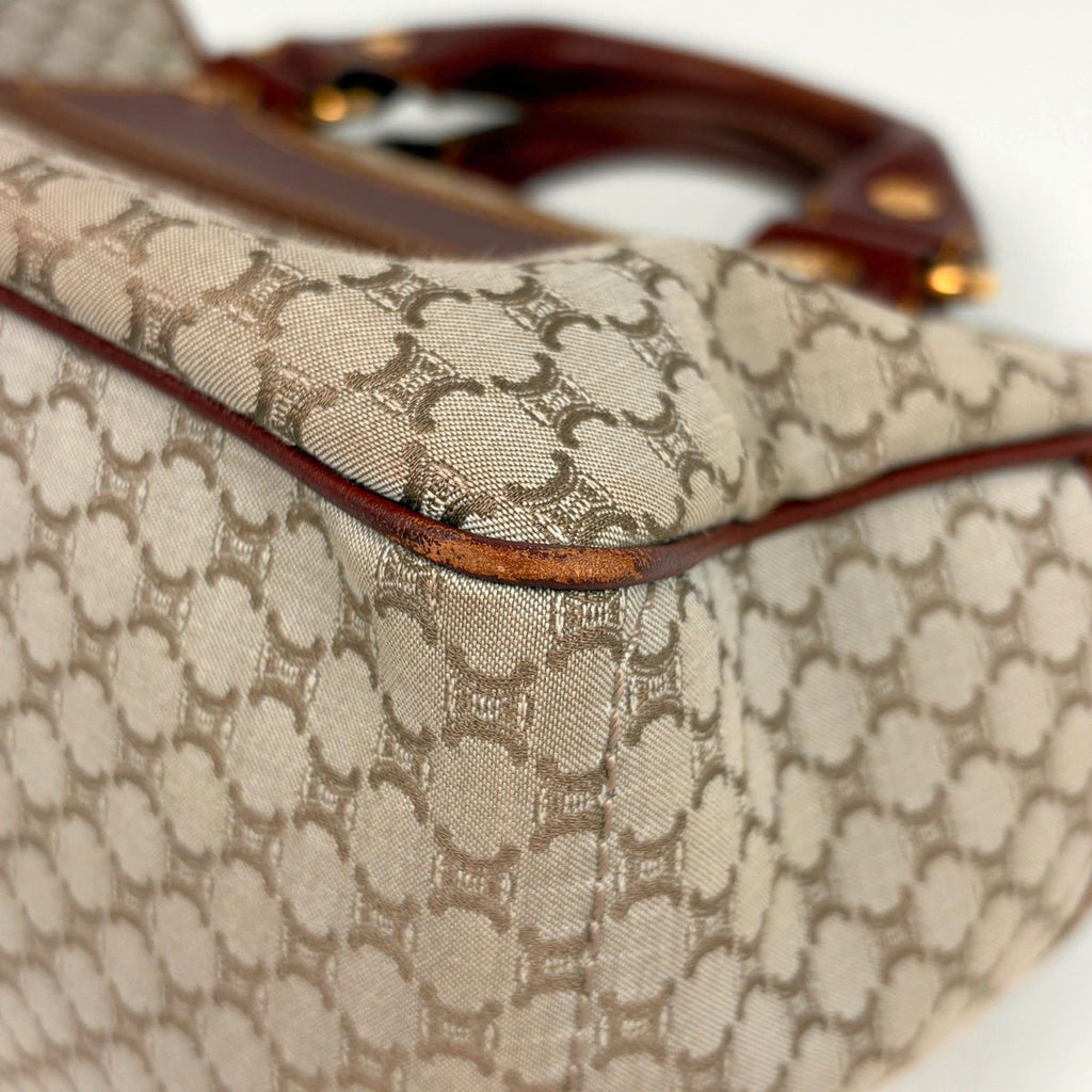 Celine Boogie Bag Macadam Pattern Handbag Canvas Beige Brown — view 3