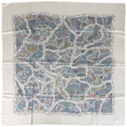 Hermes Carre 90 Chemins de Garrigue Scarf Silk White Multicolor