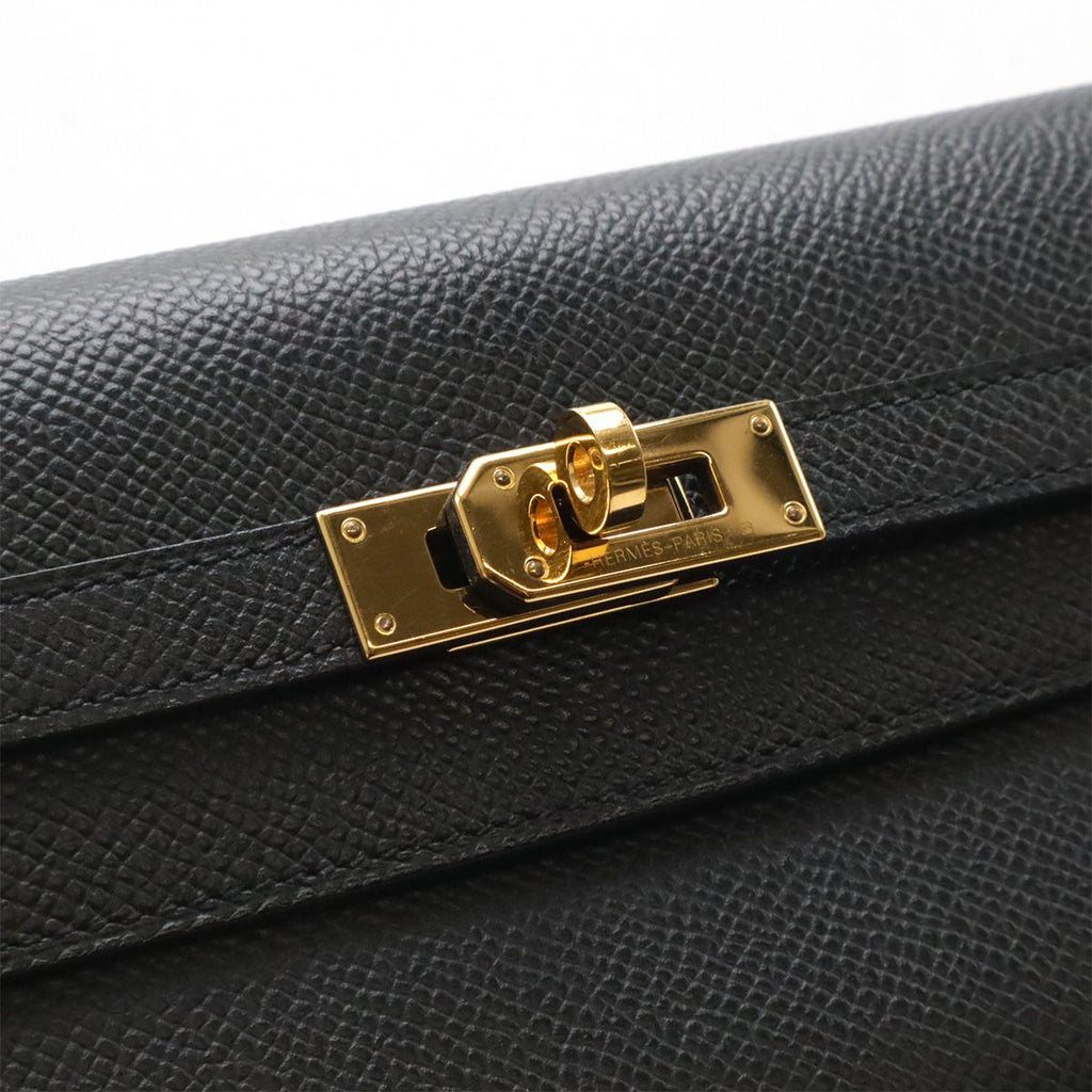 Hermes Kelly Wallet Long Bifold Veau Epsom Black Gold — view 4
