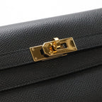 Hermes Kelly Wallet Long Bifold Veau Epsom Black Gold — view 4