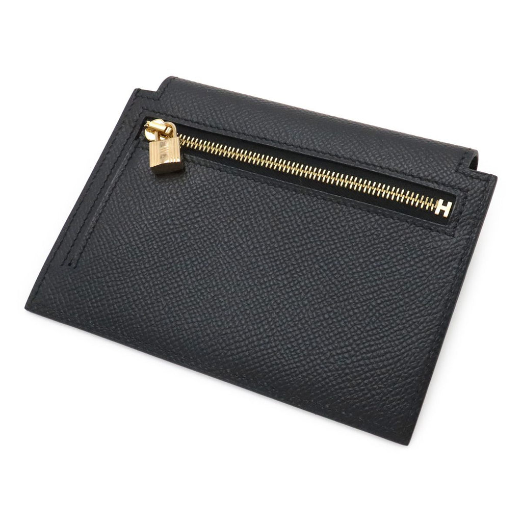 Hermes Kelly Pocket Compact Coin Purse Veau Epsom Black Gold — view 2