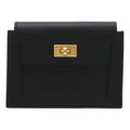 Hermes Kelly Pocket Compact Coin Purse Veau Epsom Black Gold