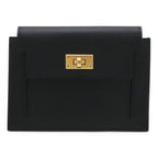Hermes Kelly Pocket Compact Coin Purse Veau Epsom Black Gold